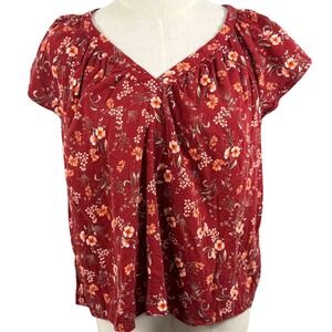 Old Navy V Neck Top Flutter Sleeve Floral Swing Boho Cottagecore Blouse Medium